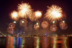 New Year's Eve Perth Fireworks over Swan River