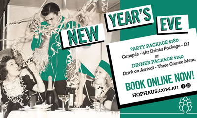 Hophaus NYE Cocktail Party & NYE Dining Melbourne